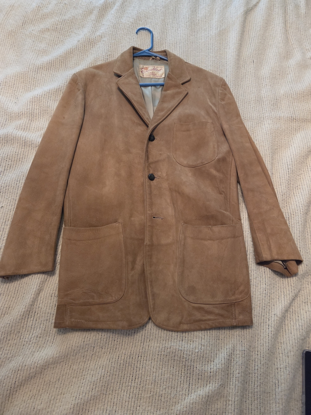 Men's Tan Suede Three-Button Coat